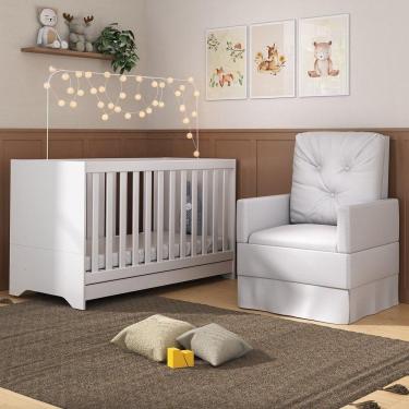 Imagem de Berço 3X1 Com Colchão Incluso E Poltrona Elza Mp4094 Branco