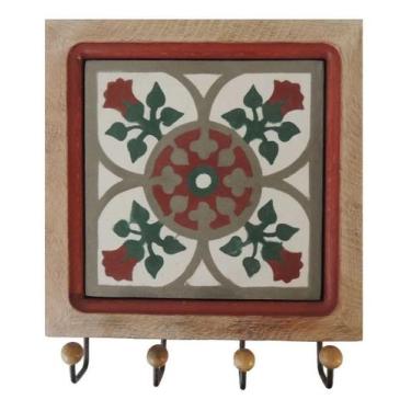 Imagem de Cabideiro De Parede Porta Chaves Organizador Rustico Em Madeira E Ferr