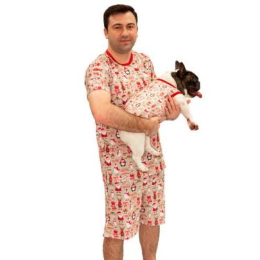 Imagem de Tal Pai Tal Pet Pijama Masculino Curto e Roupa Pet Natal Polar - Alegr