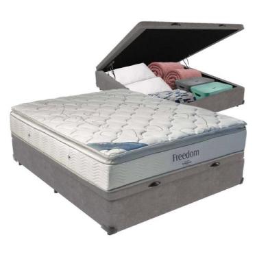 Imagem de Cama + Box Com Baú Casal E Colchão Freedom Ortobom D33 Cor:cinza. - De