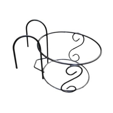 Imagem de IEUDNS Cesta Suspensa de Arte em Ferro, Plantador Redondo, Cerca de Ferro, Prateleira, Recipiente para Quarto, Quintal, Escritório, Casa, área Externa, M