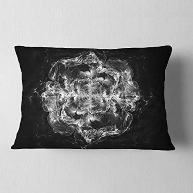 Imagem de Designart Fractal Silver Flower Explosion' Lombar, sala de estar, sofá, almofada + capa de almofada impressa em ambos os lados 30,5 x 50,8 cm