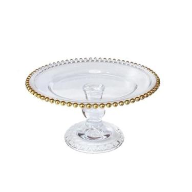 Imagem de Suporte de bolo de luxo com borda dourada com contas prato alto de frutas bandeja de sobremesa festa de casamento frutas sobremesa prato de exibição prato de bolo doces cupcake sobremesa prateleiras