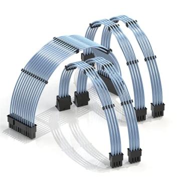 Imagem de LINKUP - Extensão de cabo PSU de 30 cm 18AWG revestimento de teflon de cobre livre de oxigênio (OFC) personalizado Mod GPU PC com kit pente | 1 x 24 P (20+4) | 2 x 8 P (4+4) CPU | 2 x 8 P (6+2