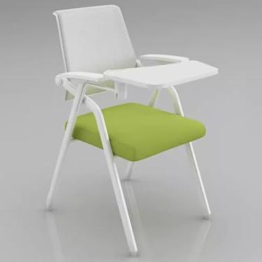 Imagem de Cadeiras poltrona com braço para tablet cadeira de treino dobrável com almofada de escrita cadeira de treino para escritório de conferências com apoio de braços para escritório em casa, Ve