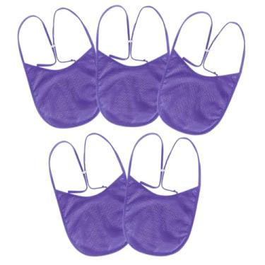 Imagem de Ehucon Capa para estoma de pescoço de traqueostomia com alça ajustável, protetor de traqueia respirável para laringectomia para tratamento de traqueostomia (roxo-5 peças, grande)