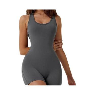 Imagem de Macacão Feminino Slim Fit Sem Mangas Com Decote Baixo Para Yoga, Macac