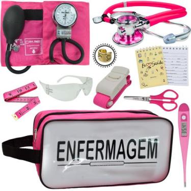 Imagem de Kit Academico Enfermagem Premium Preto Completo - Love Saude, ROSA TRA
