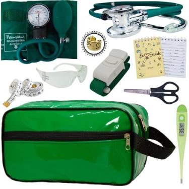 Imagem de Kit Academico Enfermagem Premium Preto Completo - Love Saude, VERDE PR