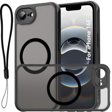Imagem de USTIYA Magnética Capa para iPhone 16e 6,1 polegadas Case Matte Acrílico Uso Resistente Protetora de Câmera Capinha Acessórios para Celular com Cordão Preto FGCX