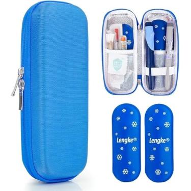 Imagem de LengKe Estojo de viagem para refrigerador de insulina aprovado pela TSA, estojo de viagem para diabéticos de EVA com 2 bolsas de gelo de gel para canetas de insulina, suprimentos para diabéticos e