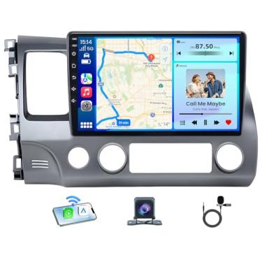 Imagem de 4 + 64 G estéreo automotivo para Honda Civic 2006 2007 2008 2009 2010 2011: tela sensível ao toque de 10,1 polegadas sem fio Carplay Android Auto rádio Bluetooth 5G WiFi GPS espelho link câmera de