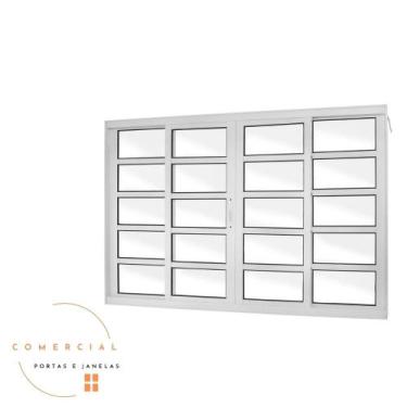 Imagem de Janela 4 Folhas de Alumínio Branco com Vidros Retangulares  Linha 25 -