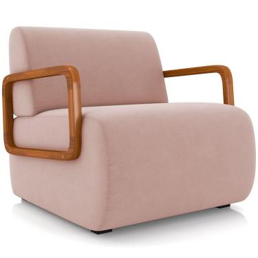 Imagem de Poltrona Decorativa Orgânica Bruxelas K01 Veludo Rosê - Lyam Decor