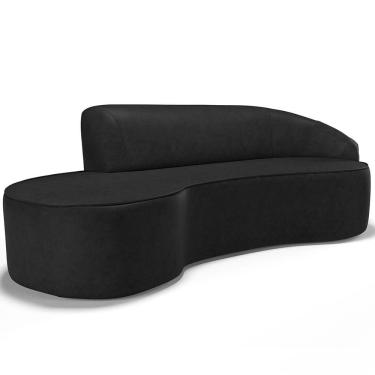 Imagem de Sofá 3 Lugares Curvo Sala de Estar Living Firenze Direito D02 Couríssimo Preto 230 cm B-159 - Lyam