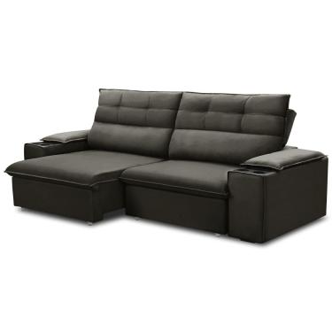 Imagem de Sofá Retrátil Reclinável Para Sala 3 Lugares 245cm Gordon F04 Veludo Marrom Escuro - Lyam Decor