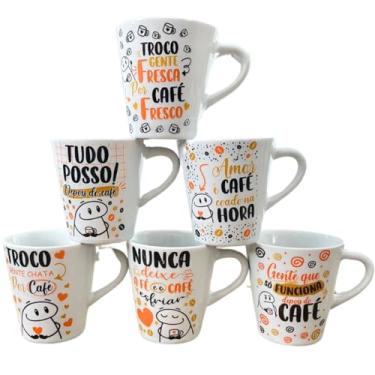 Imagem de Caneca Infantil 120ml Porcelana Jogo 6 pçs Várias Estampas (Kit 6 peças, Liso)