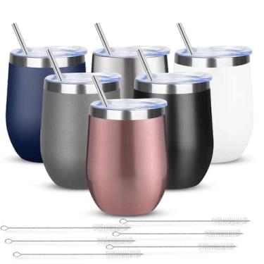 Imagem de Copo de vinho de 12 onças YEBTS Life, pacote com 6 unidades