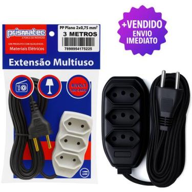 Imagem de Extensão Elétrica Multiuso 3 Tomadas 3 Metros 10A 250V Cabo PP Plano B