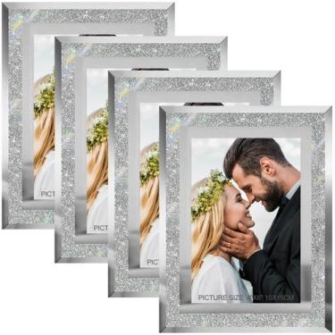Imagem de Molduras para fotos HIKWADERY Silver 10x15cm, conjunto de 4 com vidro 