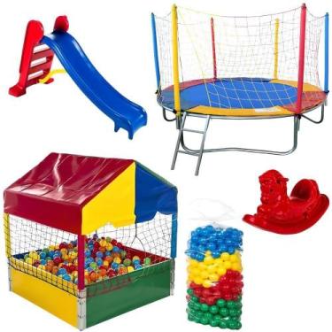 Imagem de Cama Elástica 2,30m Piscina de Bolinhas 1,00m 500 Bolinhas Escorregado