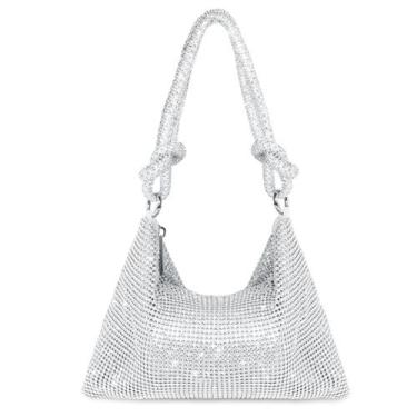 Imagem de Bolsa embreagem LovyoCoco Sparkly Strass para mulheres prateada