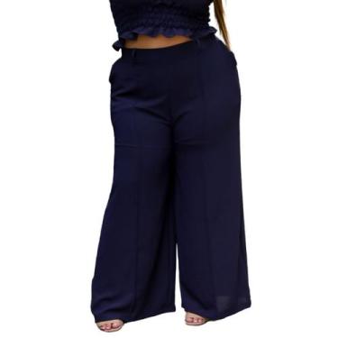 Imagem de Calça feminina pantalona cos alto duna liso com bolsos elegante calça 