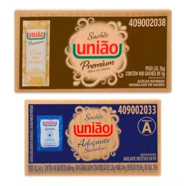 Imagem de Açucar União 400 Saches + Adoçante Sucralose Sache Uniao 400 Saches Kits na Web