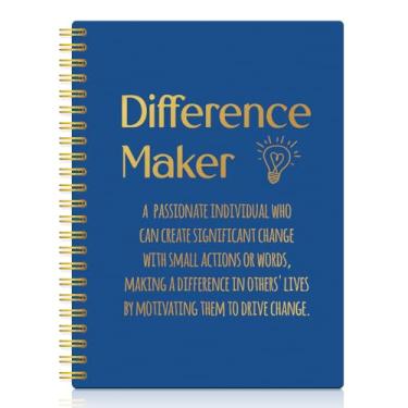 Imagem de XQLZY Funny Difference Maker Navy Blue Spiral Double Sided Notebook Journal - 160 Blank Pages, New Job Retirement Thank You Gift for Man Woman, Mentors, Social Workers, Coworker, Leader, Boss