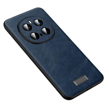 Imagem de HAOMRIYL Capa de couro para Honor Magic 8 Pro/8, proteção de lente de câmera com tudo incluído, fina, minimalista, à prova de choque, estilo comercial, azul, 8