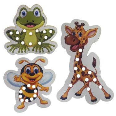 Imagem de Person Digital Jogo Educativo Alinhavos Divertidos, Multicolorido, Plástico, 30x25cm, 6 Cartões Ilustrados, Animais, Para Crianças 2-6 Anos, Coordenação Motora, Uso Interior