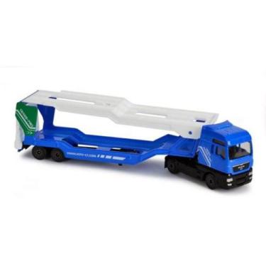 Imagem de Miniatura Caminhão Cegonha Man Tga Xxl Transporter 1/87 Azul Majorette