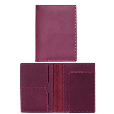 Imagem de HIFA Suporte de passaporte de couro, capa de passaporte feita à mão com compartimento para cartão e bilhete - couro legítimo, design elegante, fácil acesso - capa para passaporte, carteira de