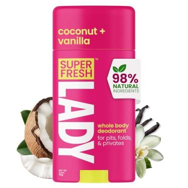 Imagem de Desodorante feminino Super Fresh Lady Natural | Sem alumínio, desodorante em bastão de corpo inteiro, perfeito para axilas, underboob, virilha e peças femininas | Coco + baunilha