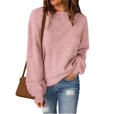 Imagem de Suéter Sucolan rosa para mulheres, gola redonda, tamanho grande, 2024 