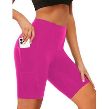 Imagem de Shorts de banho Buauty de cintura alta com bolsos UPF50+ HotPink