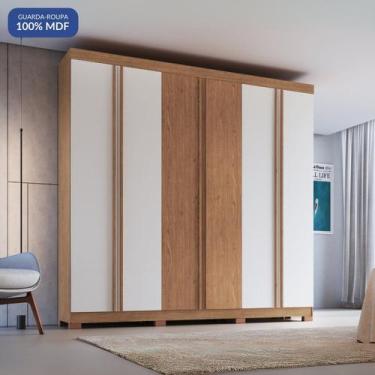 Imagem de Guarda Roupa 6 Portas 4 Gavetas Eros 100% MDF - Móveis Castro