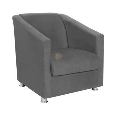 Imagem de Poltrona Bia em Suede – Estrutura em Madeira de Eucalipto, Espuma D-26 e Pés Plásticos 5cm, Design Moderno e Confortável para Sala, Quarto e Escritório (Cinza Escuro)