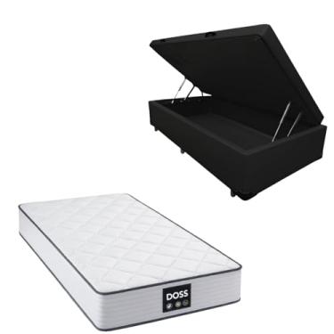 Imagem de Cama Box Baú Blindada com Colchão Doss Molas Ensacadas 30cm (CORINO PRETO, Solteiro)