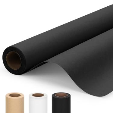 Imagem de Moretoes Rolo de papel de embrulho preto de 38,1 cm x 1,158 cm (38'), rolo de papel de embalagem Kraft para embrulho de presente, quadro de avisos, banner de arte, buquê de flores, envio em movimento