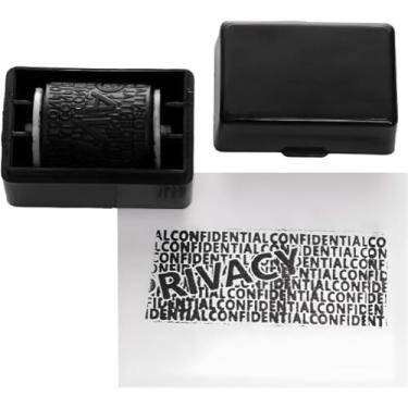 Imagem de Carimbo Protetor de Dados | Substitui Fragmentadora | Rolo Desliza Fácil p/Ocultar Etiquetas e Documentos Confidenciais