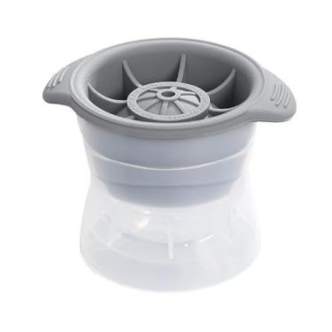 Imagem de Molde redondo para fazer bolas de gelo – Bandeja de gelo de silicone e PP para uísque (esfera de 5 cm) – Molde de gelo reutilizável de liberação fácil para Bourbon, coquetéis, café e bebidas de bar