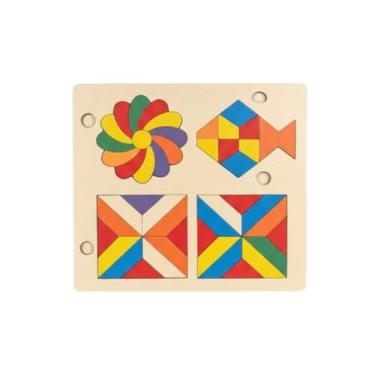 Imagem de Quebra-Cabeça Educativo Infantil Em Madeira Formas Geométricas Coloridas Brinquedo Montessori Para Desenvolvimento