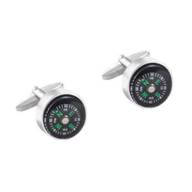 Imagem de Bússola giratória Cuff Links para homens, cobre preto e verde