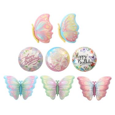 Imagem de Conjunto de balões, folha de borboleta, 8 peças de alumínio pastel colorido