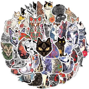 Imagem de Conjunto de adesivos Tattoo Cat, 50 unidades, decalques de vinil para laptop, etc