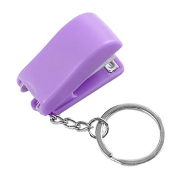 Imagem de Mini chaveiro grampeador criativo bonito leve mini grampeador com chaveiro para estudantes escritores material de escritório metal plástico 39mm (Roxa)