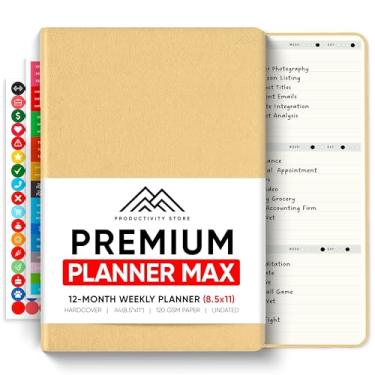 Imagem de Planner PRO MAX 21,5 cm x 28 cm - Planejador diário, semanal e mensal 2024 - Melhor planejador de objetivos sem data, negócios e produtividade - Grande A4 capa dura 21,5 cm x 28 cm (marrom) (Loja de produtividade)