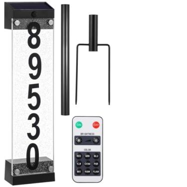 Imagem de Luz de endereço acrílica movida a energia solar com 9 modos de LED, montagem à prova d'água na parede ou no solo para números de casa ao ar livre