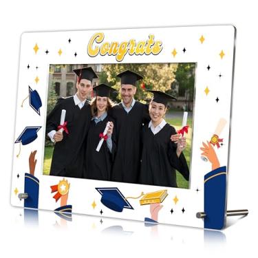 Imagem de Porta-retrato de graduação, moldura acrílica de parabéns, graduação, com suportes de ferro, decoração para festa de graduação, presentes de parabéns para estudantes, presentes de aniversário e Natal